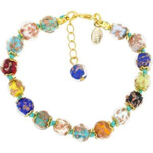 Murano Bracelet - Italian Multicolor Sommerso Sparkling Beads Handmade Blown Gla